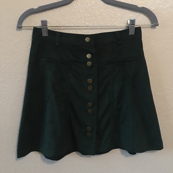 Zara Dresses & Skirts - Zara Green velvet mini skirt sz XS